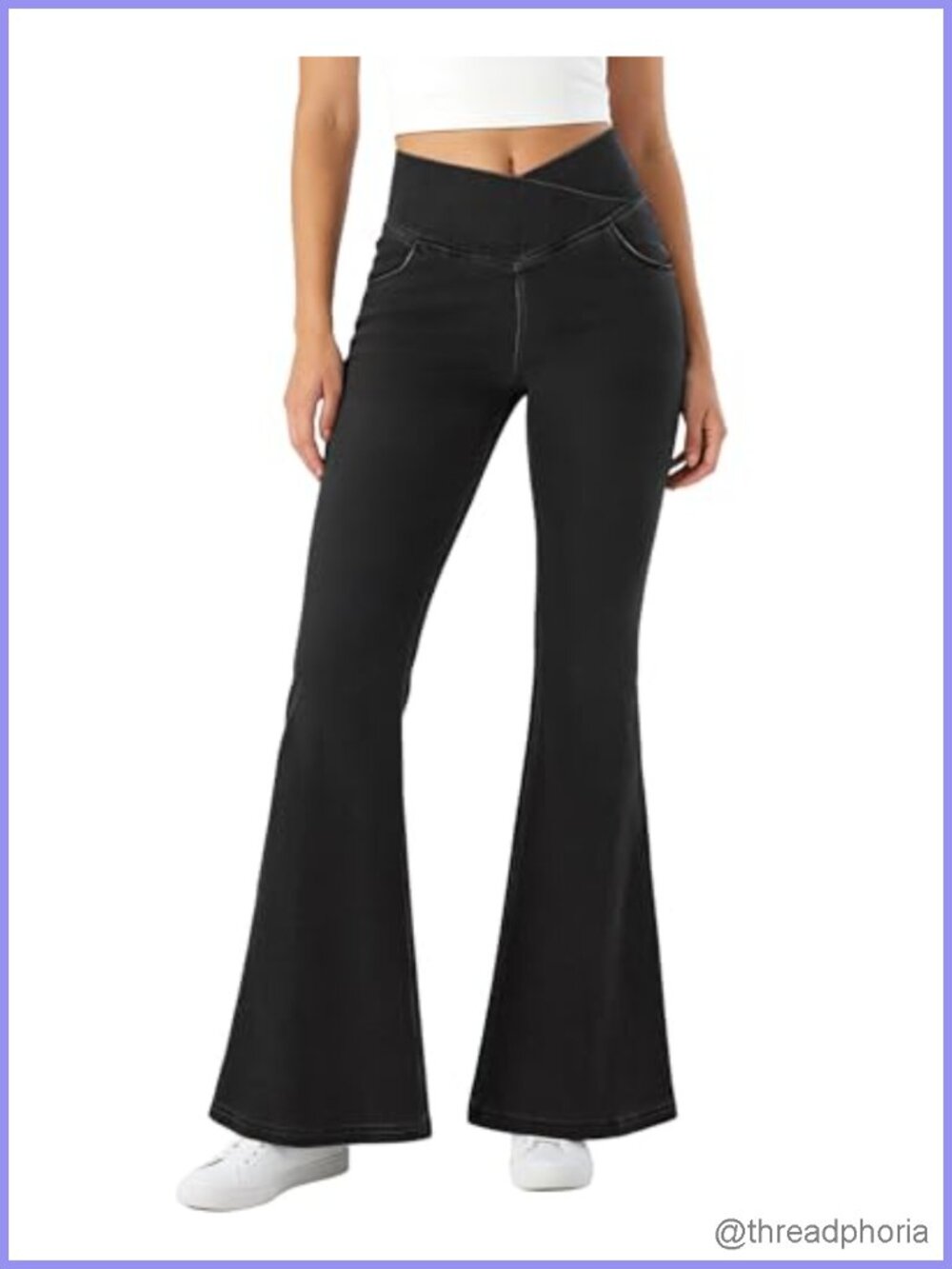 Women Stretchy Bell Bottom Flare Jeans, Pull On High Waisted Denim Pants with